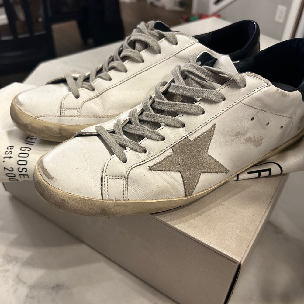 Size 44 Golden Goose Super-Star Classic - White/Ice/Night Blue
